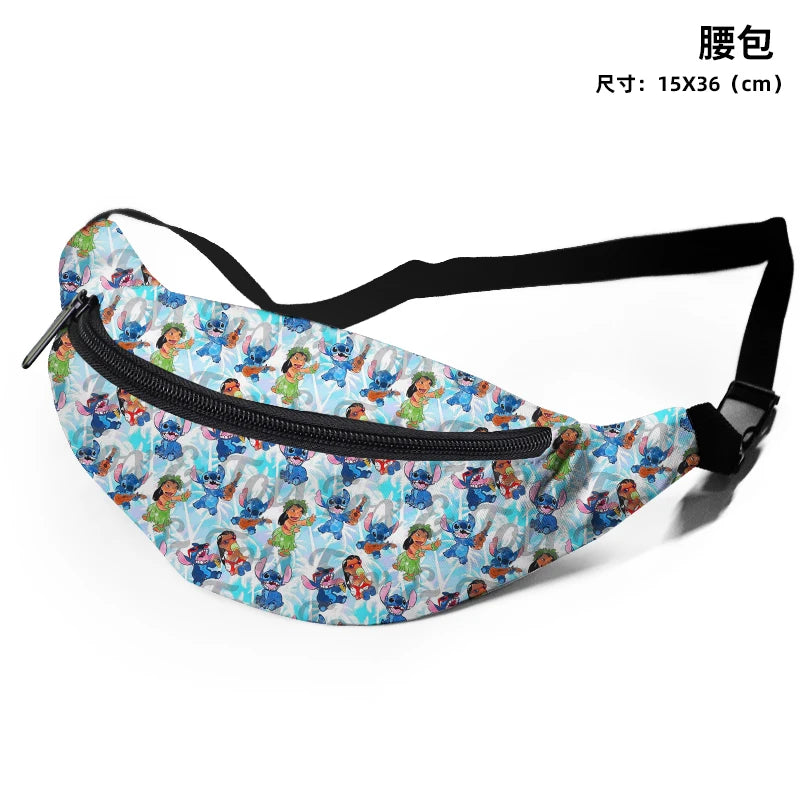 Disney Lilo & Stitch C54671 Anime Chest Bags Cartoon Customized Shoulder Waist Bag Casual Tote Storage Unisex Gift