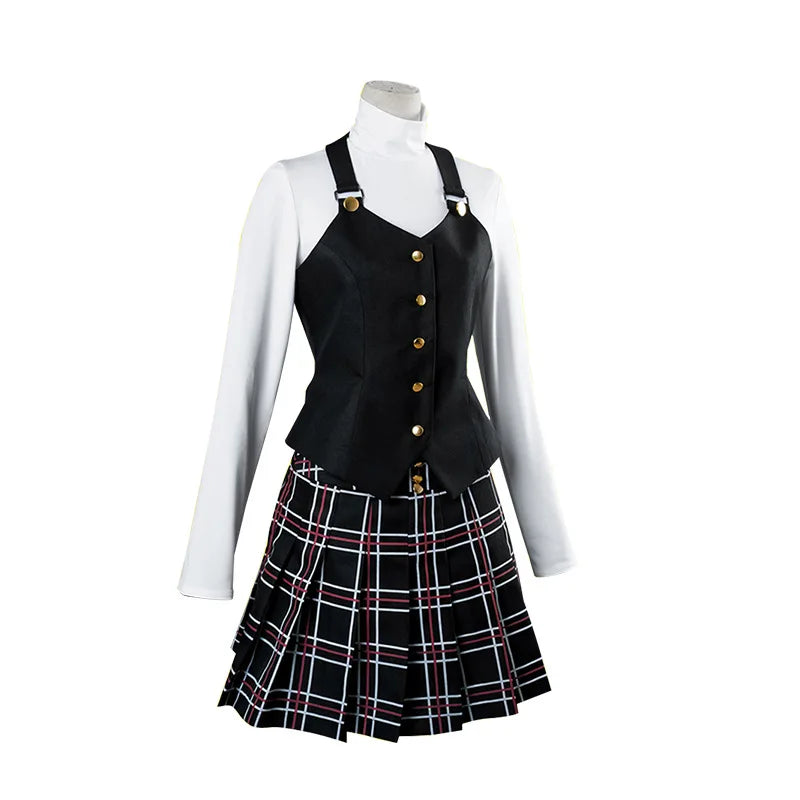 Aboutcos Anime P5/persona 5 Cosplay Costume Set Queen Makoto Niijima Cosplay Set Top+vest+skirt Halloween Harujuku Clothing