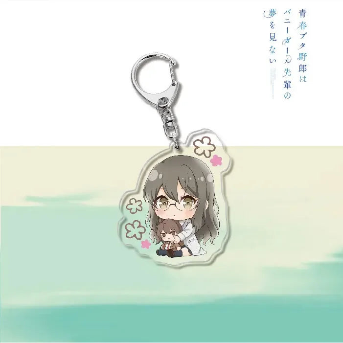 Anime Rascal Does Not Dream of Bunny Girl Keychain Cartoon Figure Senpai Sakurajima Mai Acrylic Pendant Keyring