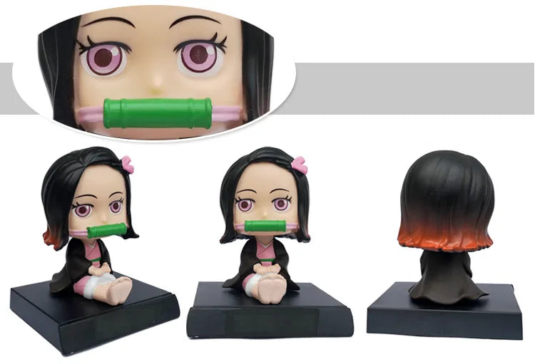 Anime Demon Slayer Car Decoration Tanjirou Nezuko Zenitsu Inosuke Action Figure Auto Interior Dashboard Ornament Accessories Toy
