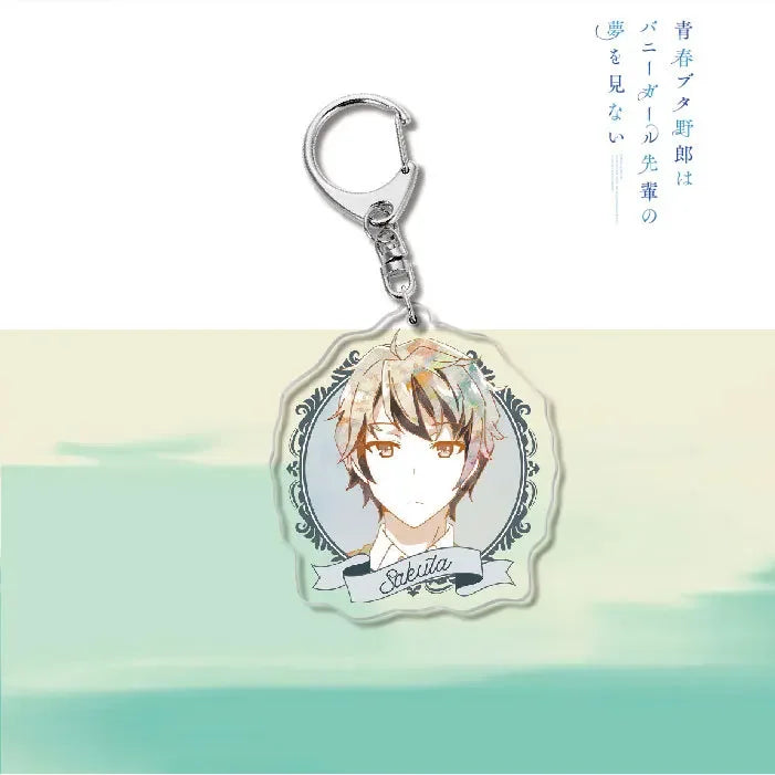 Anime Rascal Does Not Dream of Bunny Girl Keychain Cartoon Figure Senpai Sakurajima Mai Acrylic Pendant Keyring