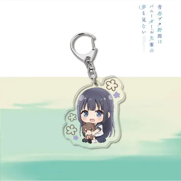 Anime Rascal Does Not Dream of Bunny Girl Keychain Cartoon Figure Senpai Sakurajima Mai Acrylic Pendant Keyring
