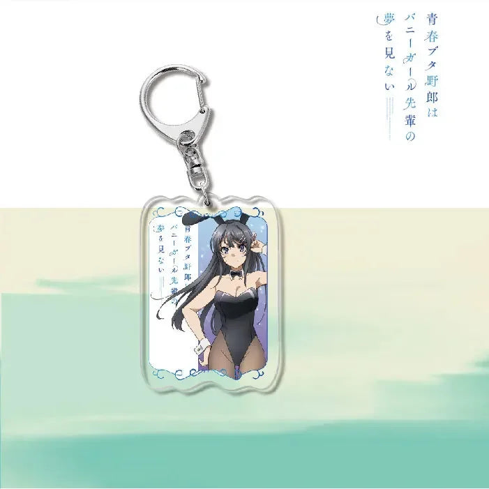 Anime Rascal Does Not Dream of Bunny Girl Keychain Cartoon Figure Senpai Sakurajima Mai Acrylic Pendant Keyring