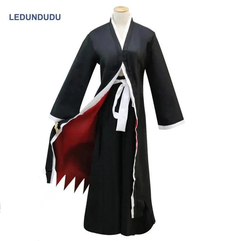 Anime Kurosaki Ichigo Bankai Cloak Black White Robes Pants Uniforms Cosplay Costumes for Halloween Carnival Party