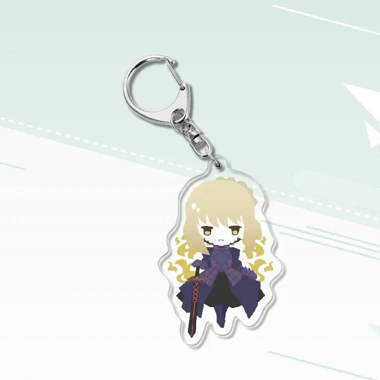 Fate Keychain Man Key Chain Acrylic Women Key Holder Couples Keyring Anime Key Ring Cartoon Pendant Funny Brelok Grand Order