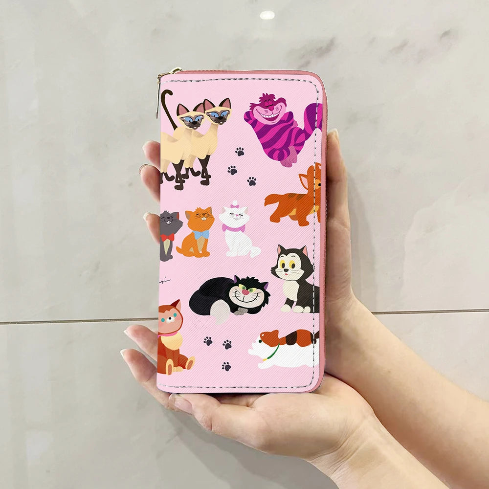 Disney Marie Cat Cheshire cat W5999 Anime Briefcases Wallet Cartoon Zipper Coin Bag Casual Purses Card Storage Handbag Gift