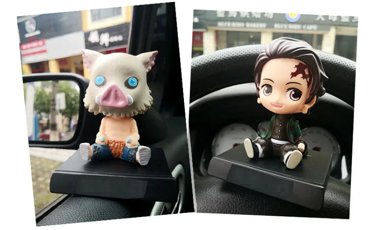Anime Demon Slayer Car Decoration Tanjirou Nezuko Zenitsu Inosuke Action Figure Auto Interior Dashboard Ornament Accessories Toy