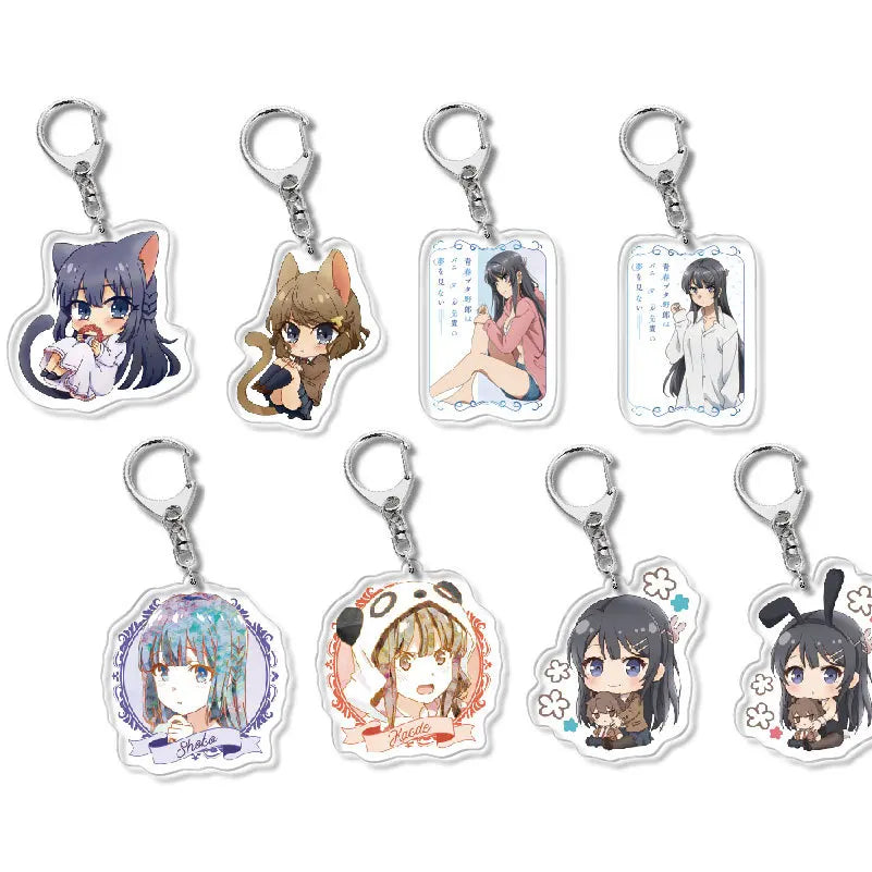 Anime Rascal Does Not Dream of Bunny Girl Keychain Cartoon Figure Senpai Sakurajima Mai Acrylic Pendant Keyring
