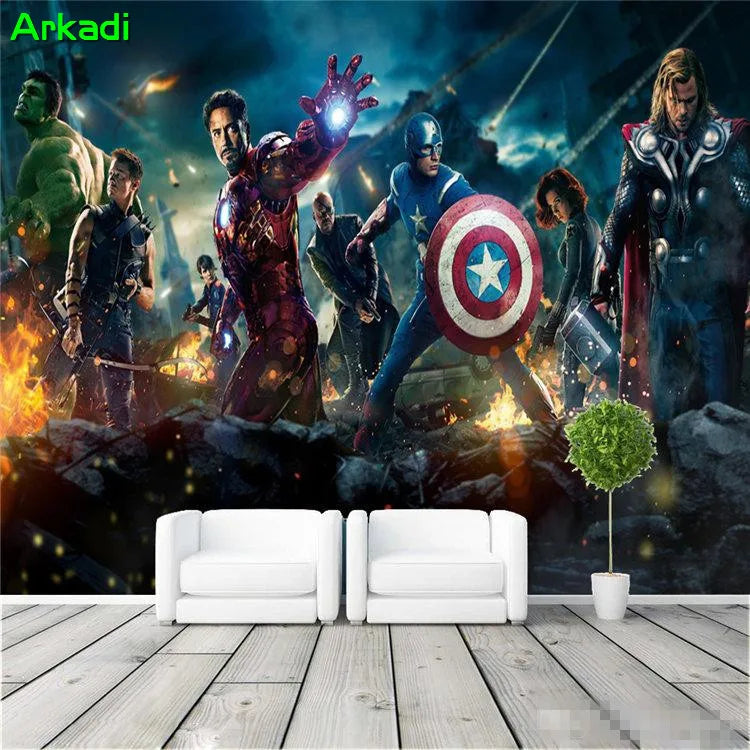 Children's Room Bedroom Wallpaper Modern Living Room TV Background Bar Mural Avenger League Anime Character Any Size