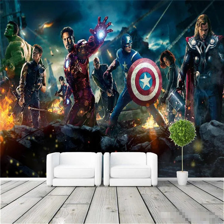 Children's Room Bedroom Wallpaper Modern Living Room TV Background Bar Mural Avenger League Anime Character Any Size