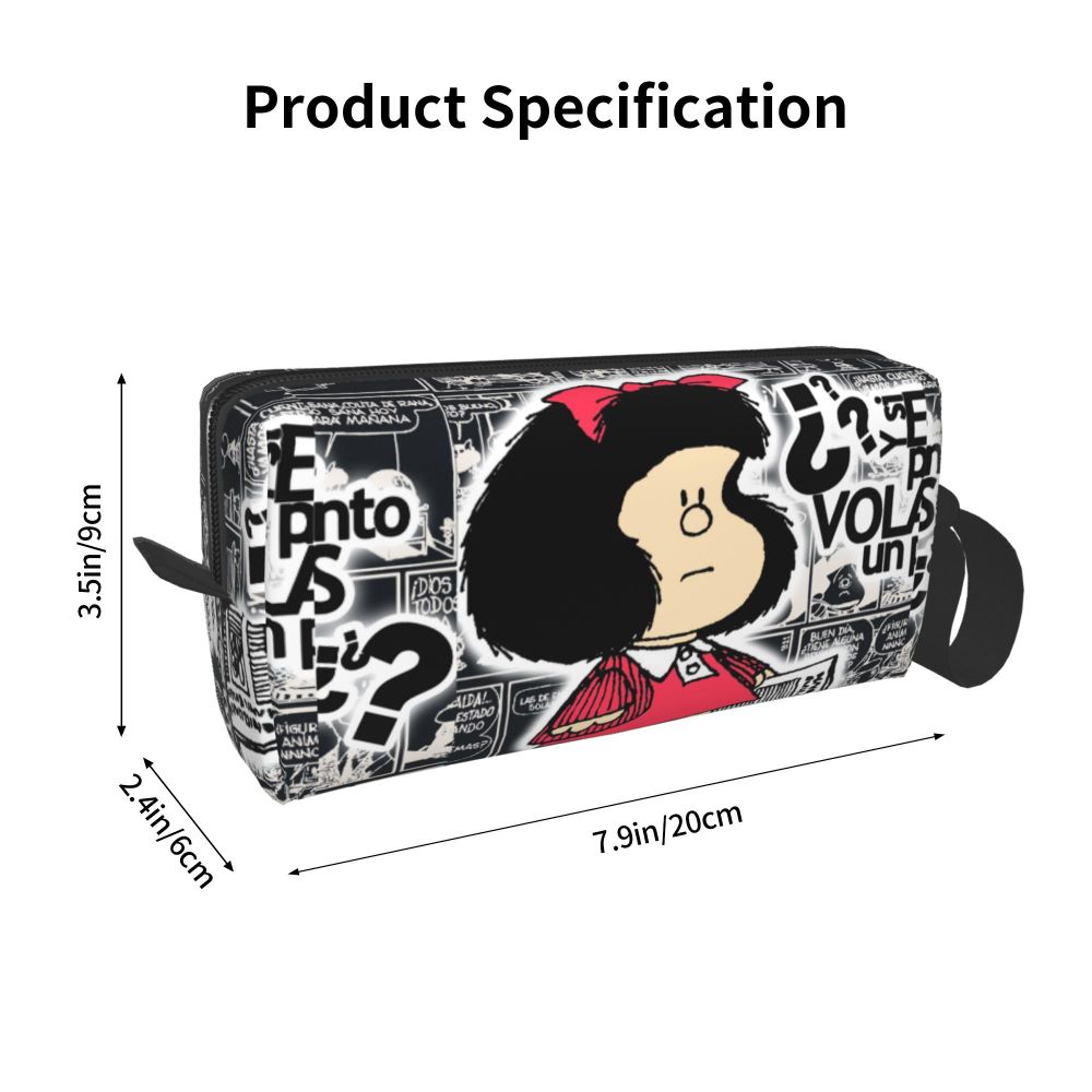 Custom Humor Manga Mafalda Travel Toiletry Bag Women Quino Argentina Cosmetic Makeup Bag Beauty Storage Bags Dopp Kit Box Case