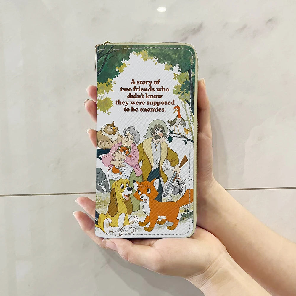 Disney Fox and Hound Tod & Copper Anime Briefcases Wallet Cartoon Zipper Coin Bag Casual Purses Card Storage Handbag Gift
