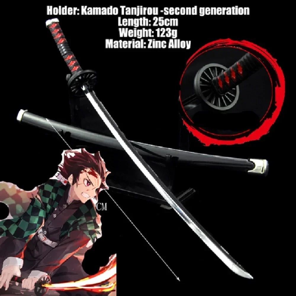 Demon Slayer Sword 25cm Agatsuma Zenitsu Nichirin Blade Alloy Katana Sword Japanese Anime Weapon Model Gift Toys for Children