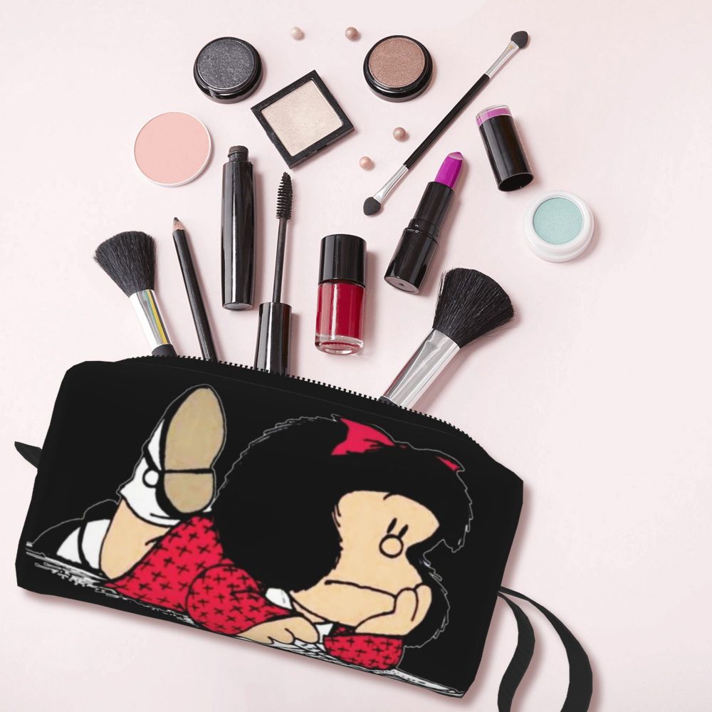 Custom Mafalda Balloon Heart Makeup Bag Women Travel Cosmetic Organizer Quino Manga Cartoon Storage Toiletry Bags Dopp Kit Case