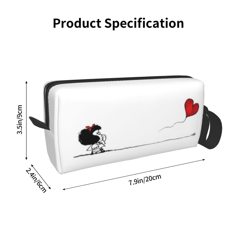 Custom Mafalda Balloon Heart Makeup Bag Women Travel Cosmetic Organizer Quino Manga Cartoon Storage Toiletry Bags Dopp Kit Case