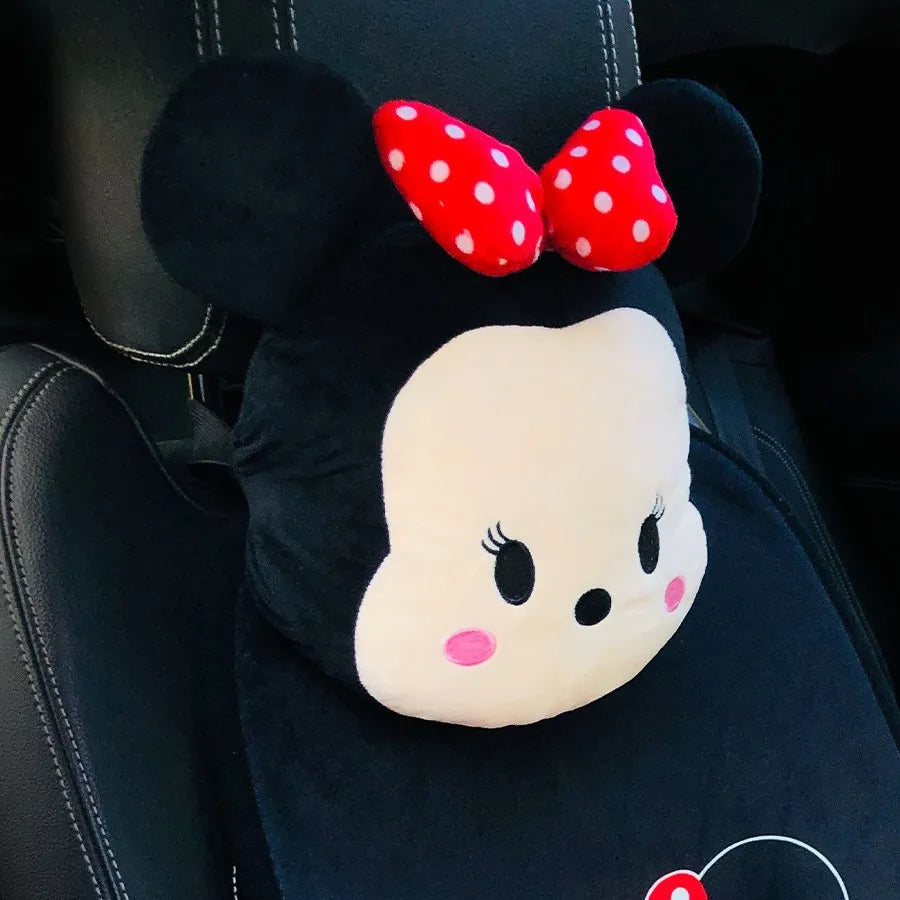 Disney Anime Figure Mickey Minne Car Headrest Neck Protection Pillow Ornament Cute Cartoon Auto Seat Headrest Decor Accessories