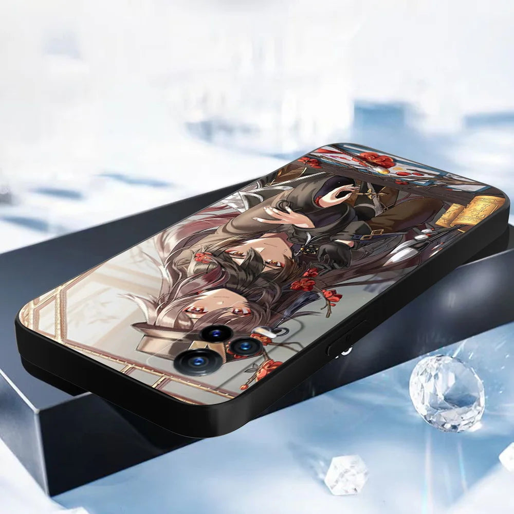 Black Tpu Case For Vivo Y21 Y51A 2021 Y21S Y33S Y51 2020 Y51S Y53s 4G Y72 5G Back Cover Genshin Impact