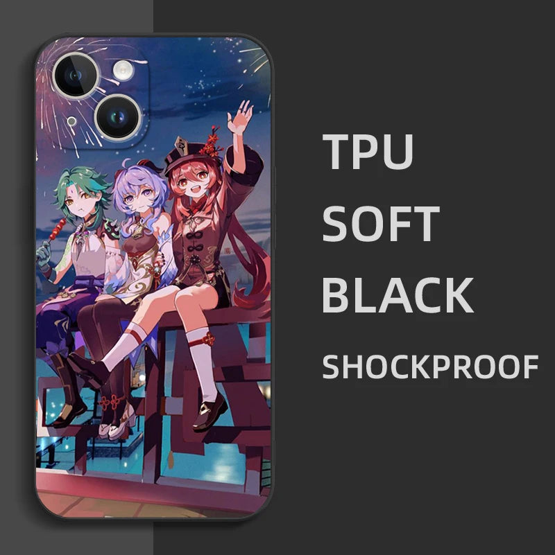 Black Tpu Case For ZTE blade A52 LITE A53 A72 V41 SMART lite plus smart axon 4 lite 4G 5G Genshin Impact