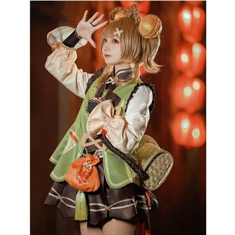 2022 Genshin Impact Yaoyao Cute Cosplay Costume Uniform Wig Cosplay Anime Game Yaoyao Chinese Style Halloween Costumes For Women