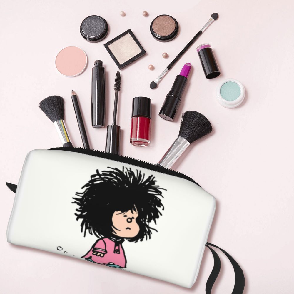 Custom Humor Manga Mafalda Travel Toiletry Bag Women Quino Argentina Cosmetic Makeup Bag Beauty Storage Bags Dopp Kit Box Case