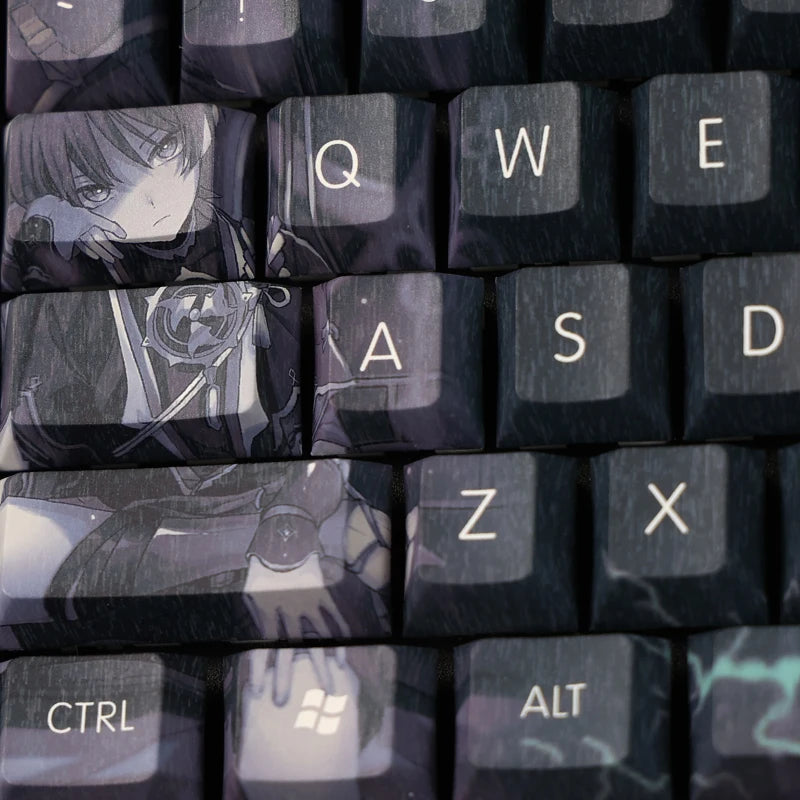 108 Keys Genshin Impact Scaramouche Game PBT keycaps, Cherry Profile Keycaps for 61/87 /104/108 Mechanical Keyboard