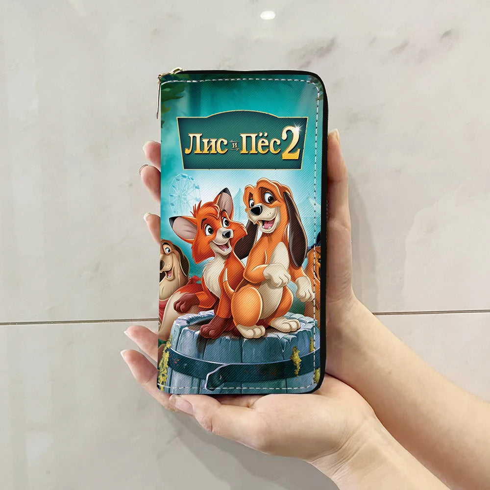 Disney Fox and Hound Tod & Copper Anime Briefcases Wallet Cartoon Zipper Coin Bag Casual Purses Card Storage Handbag Gift