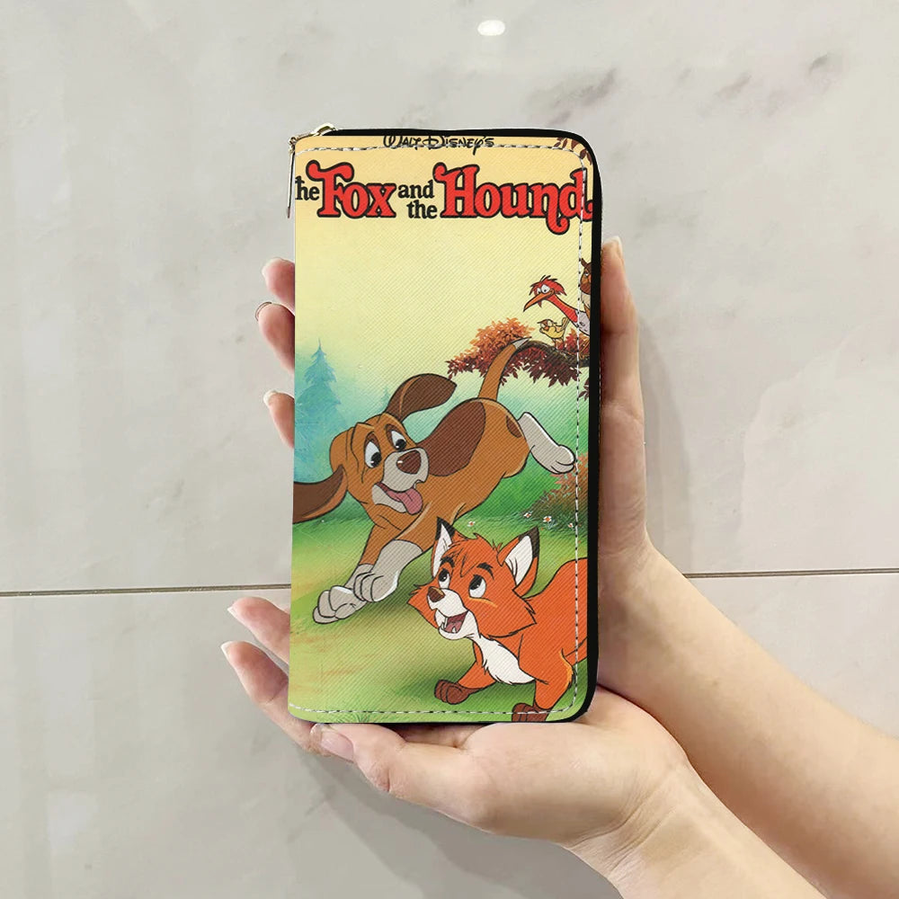 Disney Fox and Hound Tod & Copper Anime Briefcases Wallet Cartoon Zipper Coin Bag Casual Purses Card Storage Handbag Gift