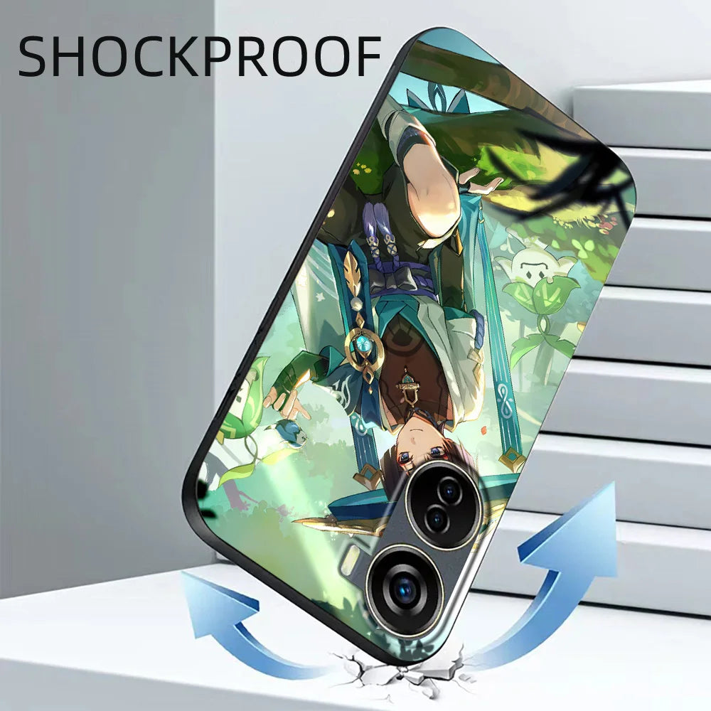 Black Tpu Case For ZTE blade A52 LITE A53 A72 V41 SMART lite plus smart axon 4 lite 4G 5G Genshin Impact