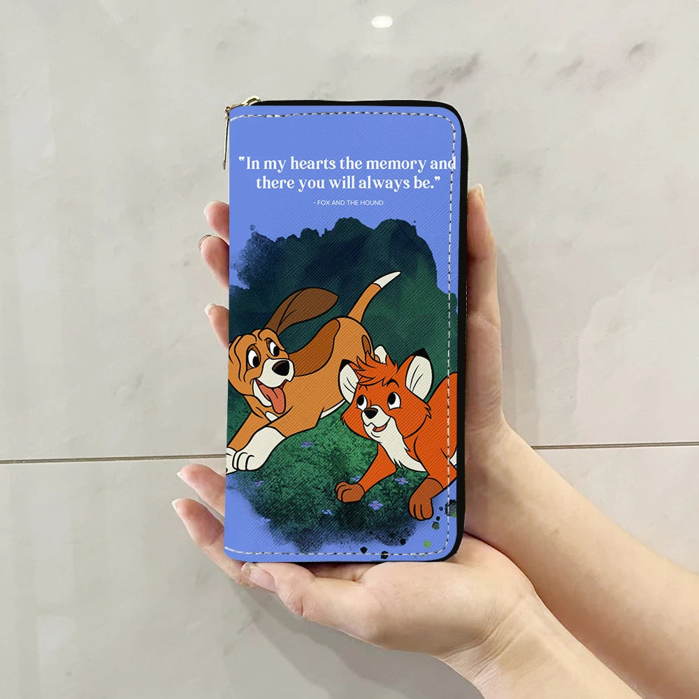 Disney Fox and Hound Tod & Copper Anime Briefcases Wallet Cartoon Zipper Coin Bag Casual Purses Card Storage Handbag Gift