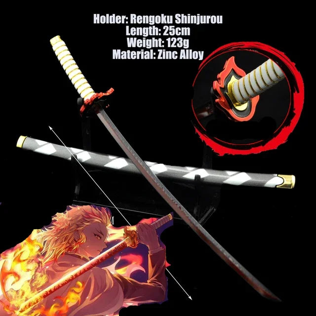 Demon Slayer Sword 25cm Agatsuma Zenitsu Nichirin Blade Alloy Katana Sword Japanese Anime Weapon Model Gift Toys for Children