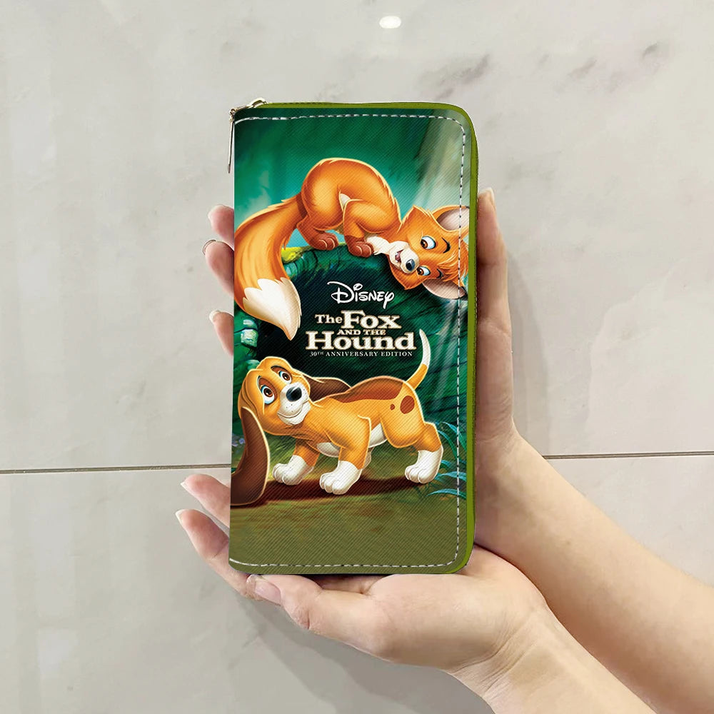 Disney Fox and Hound Tod & Copper Anime Briefcases Wallet Cartoon Zipper Coin Bag Casual Purses Card Storage Handbag Gift