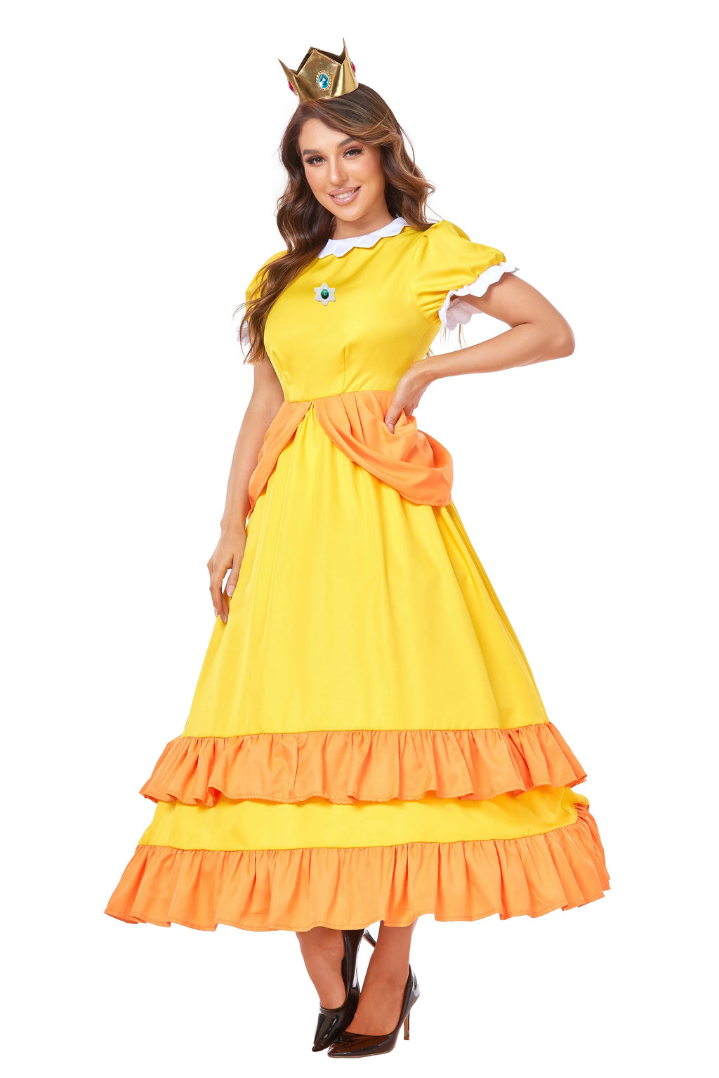 Daddy Princess Peach Cosplay Costume Peach Pink Dress Adult Rosalina Blue Dress Crown Suit Women Halloween Anime Cosplay Costume