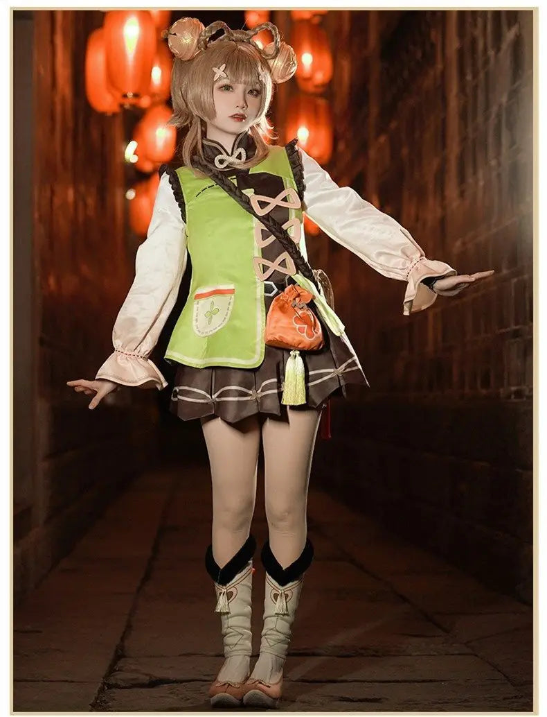 2022 Genshin Impact Yaoyao Cute Cosplay Costume Uniform Wig Cosplay Anime Game Yaoyao Chinese Style Halloween Costumes For Women