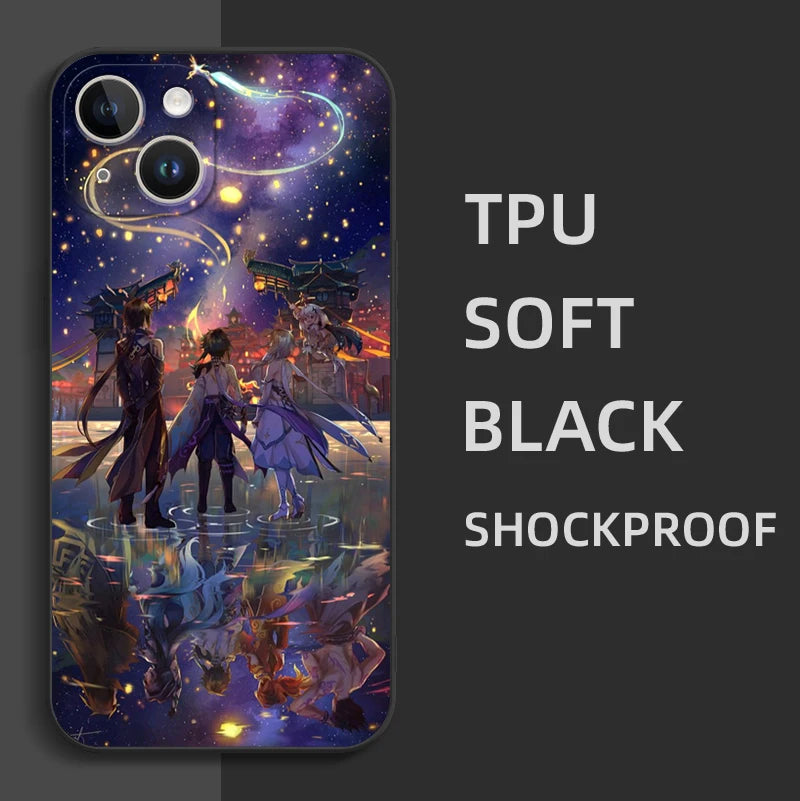 Black Tpu Case For ZTE blade A52 LITE A53 A72 V41 SMART lite plus smart axon 4 lite 4G 5G Genshin Impact