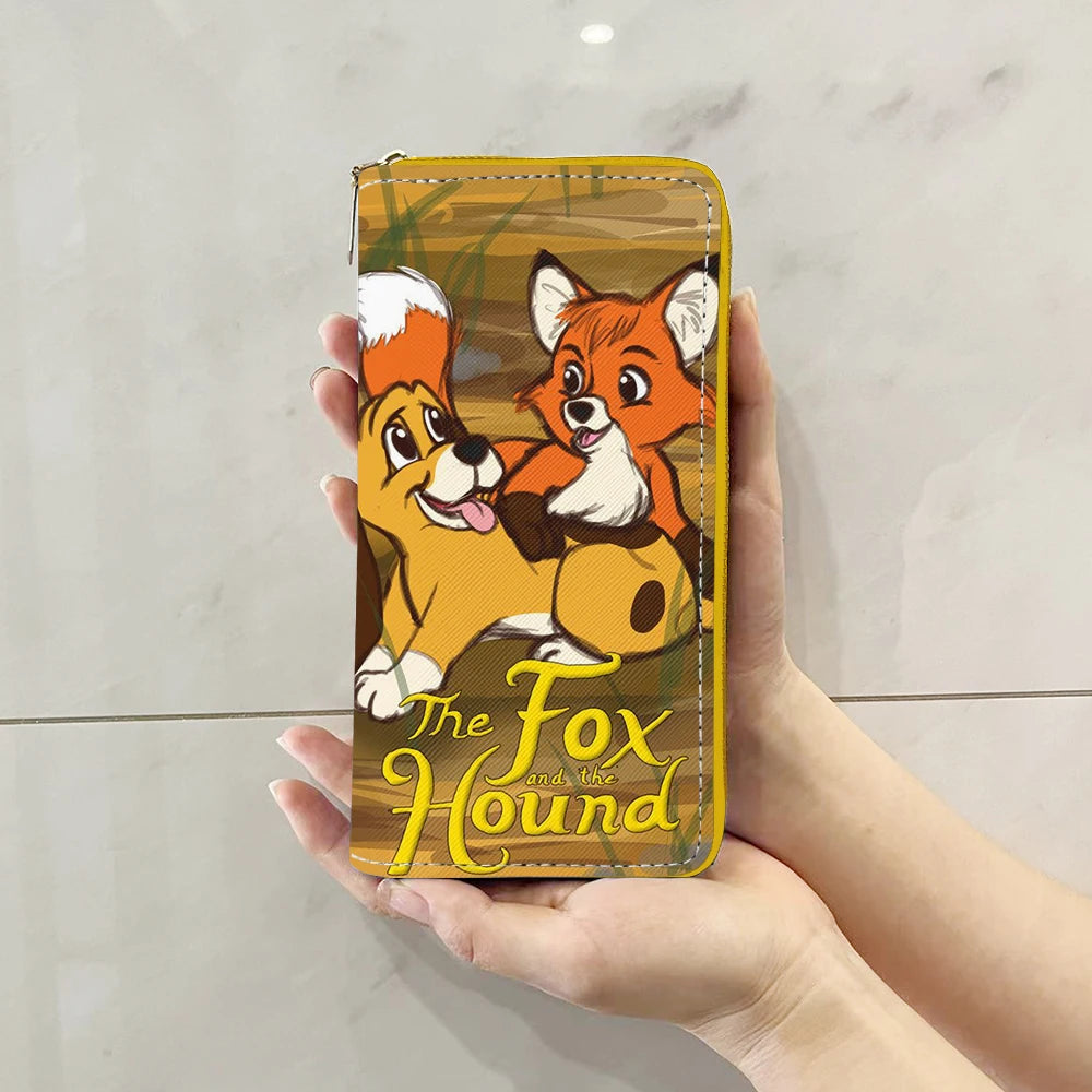Disney Fox and Hound Tod & Copper Anime Briefcases Wallet Cartoon Zipper Coin Bag Casual Purses Card Storage Handbag Gift