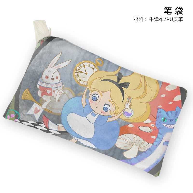 Disney Alice In Wonderland P8871 Anime Customized Cosmetics Bags Cartoon Pen Bag Storage Handbag Stationery Birthday Gift