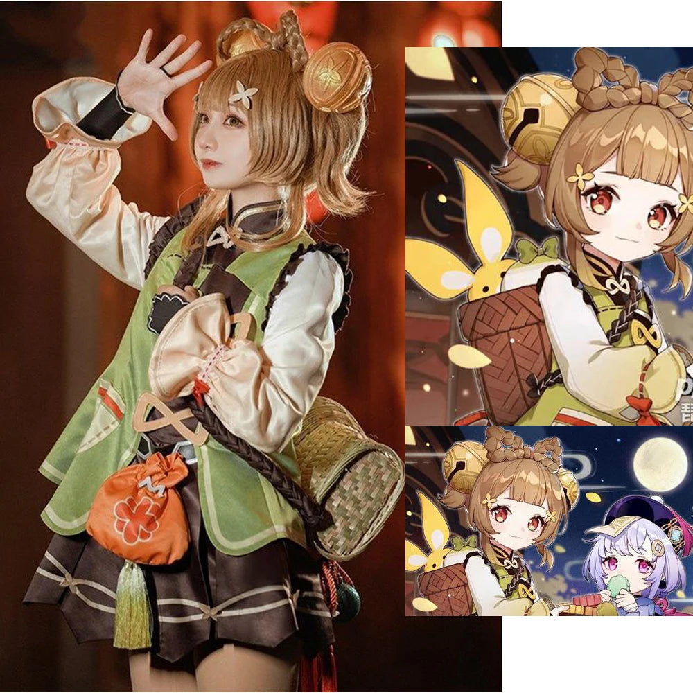 2022 Genshin Impact Yaoyao Cute Cosplay Costume Uniform Wig Cosplay Anime Game Yaoyao Chinese Style Halloween Costumes For Women