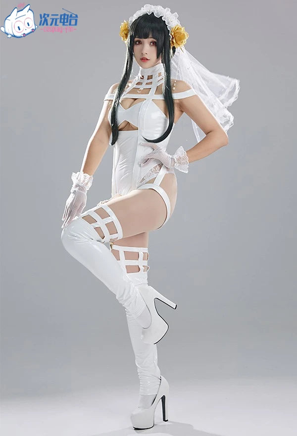 Anime SPY X FAMILY Yor Forger Briar Cosplay Costumes Doujin Wedding Dresses Girls Halloween Lolita Jumpsuit Bows Gloves Earrings