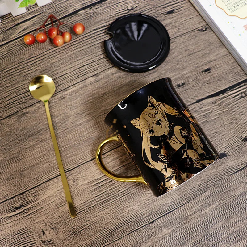 2022 Gift Kids Halloween Genshin Impact Accessories KEQING Spoon with lid Ceramic hot stamping mug