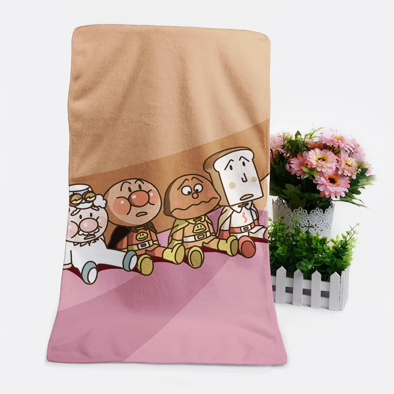 1PCS Anpanman 98764 Fashion Customized Anime Bath Towels Handkerchief Face Towel Cartoon Washcloth Unisex NEW