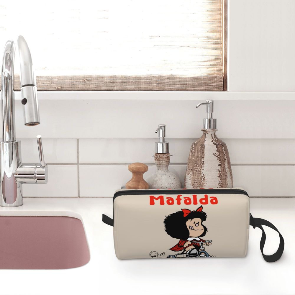 Custom Mafalda Balloon Heart Makeup Bag Women Travel Cosmetic Organizer Quino Manga Cartoon Storage Toiletry Bags Dopp Kit Case