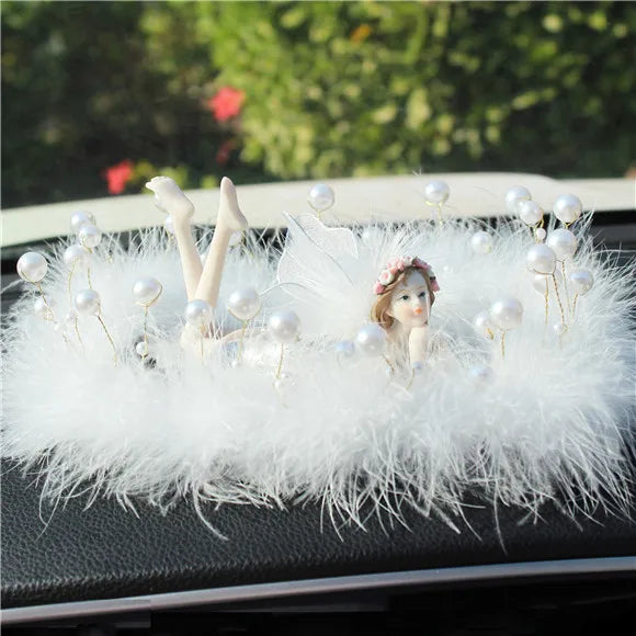 Car Ornament Anime Model Kawaii Diamond Wings Angel Ballet Girl Figure Auto Interior Decoration Women Pink Dashboard Accessories