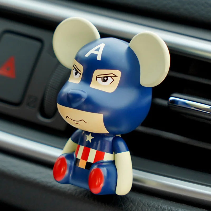 Disney Anime Marvel Movie Figure Iron Man Captain America Model Car Air Freshener Ornament Auto Vent Perfume Decor Accessories