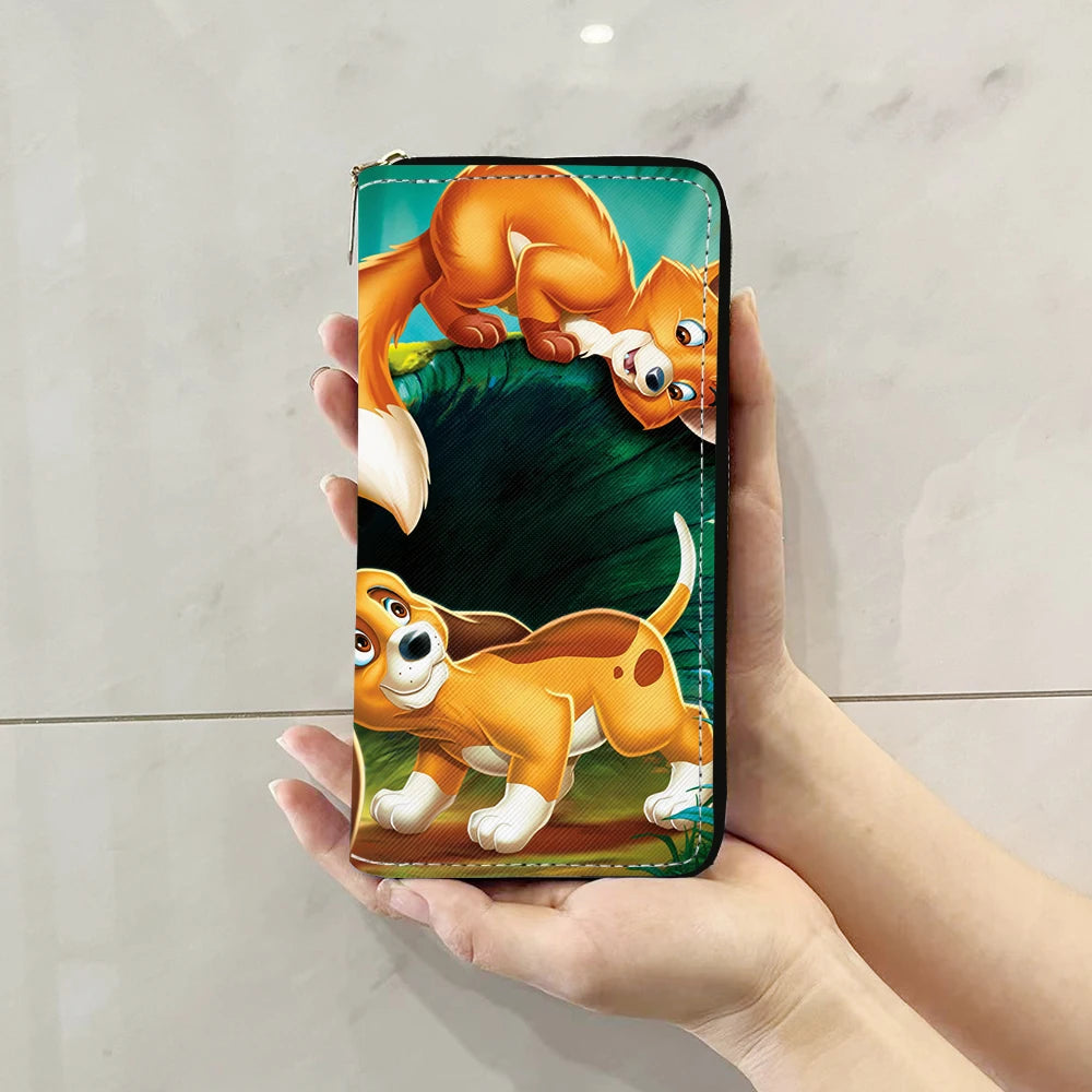Disney Fox and Hound Tod & Copper Anime Briefcases Wallet Cartoon Zipper Coin Bag Casual Purses Card Storage Handbag Gift