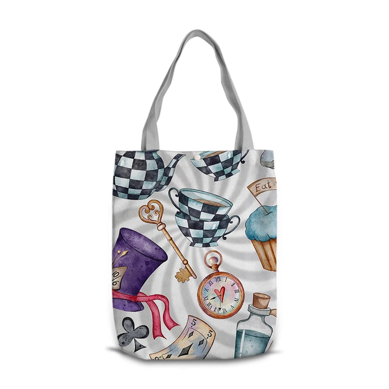 Disney Alice in Wonderland M0041 Anime Shoulder Bags Cartoon Customized Shopping Bag Casual Tote Storage Handbag Gift