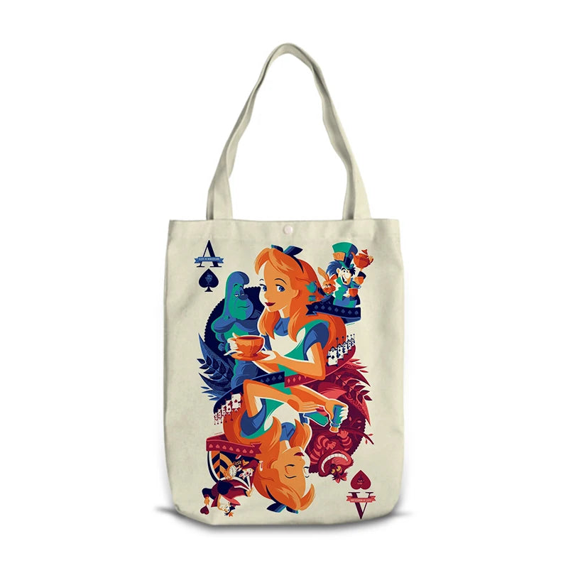 Disney Alice in Wonderland M0041 Anime Shoulder Bags Cartoon Customized Shopping Bag Casual Tote Storage Handbag Gift