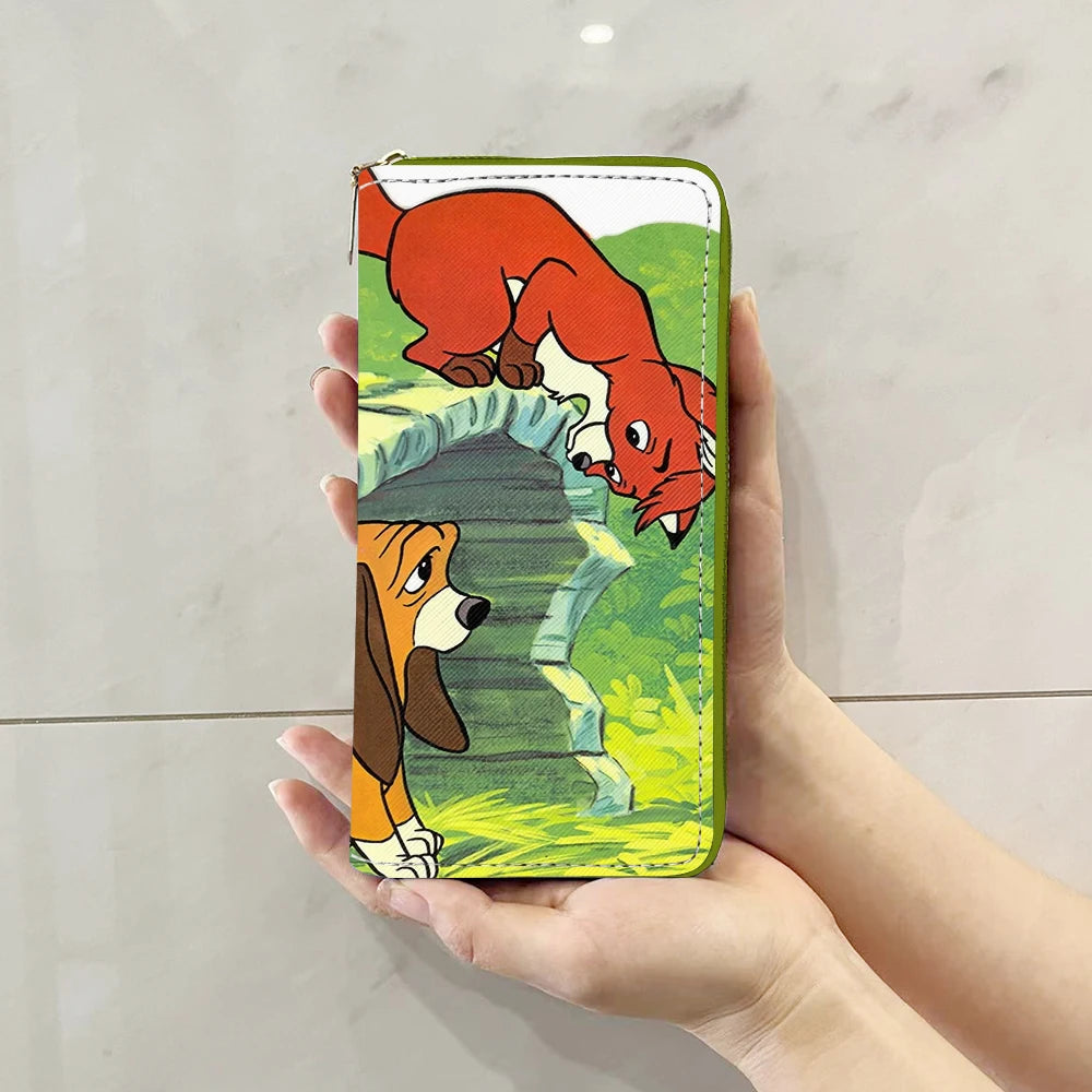 Disney Fox and Hound Tod & Copper Anime Briefcases Wallet Cartoon Zipper Coin Bag Casual Purses Card Storage Handbag Gift