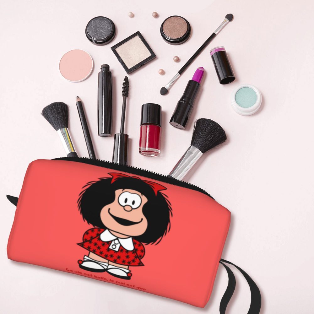 Custom Mafalda Balloon Heart Makeup Bag Women Travel Cosmetic Organizer Quino Manga Cartoon Storage Toiletry Bags Dopp Kit Case