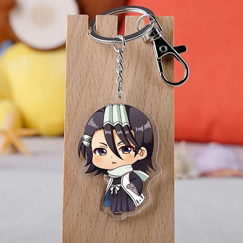Bleach anime acrylic keychain Kurosaki Ichigo Kuchiki Rukia Byakuya Grimmjow Jeagerjaques cartoon pendant Chaveiro Llaveros gift