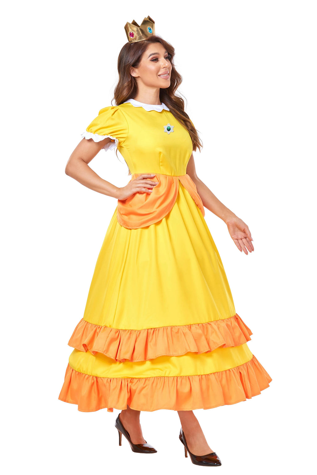 Daddy Princess Peach Cosplay Costume Peach Pink Dress Adult Rosalina Blue Dress Crown Suit Women Halloween Anime Cosplay Costume